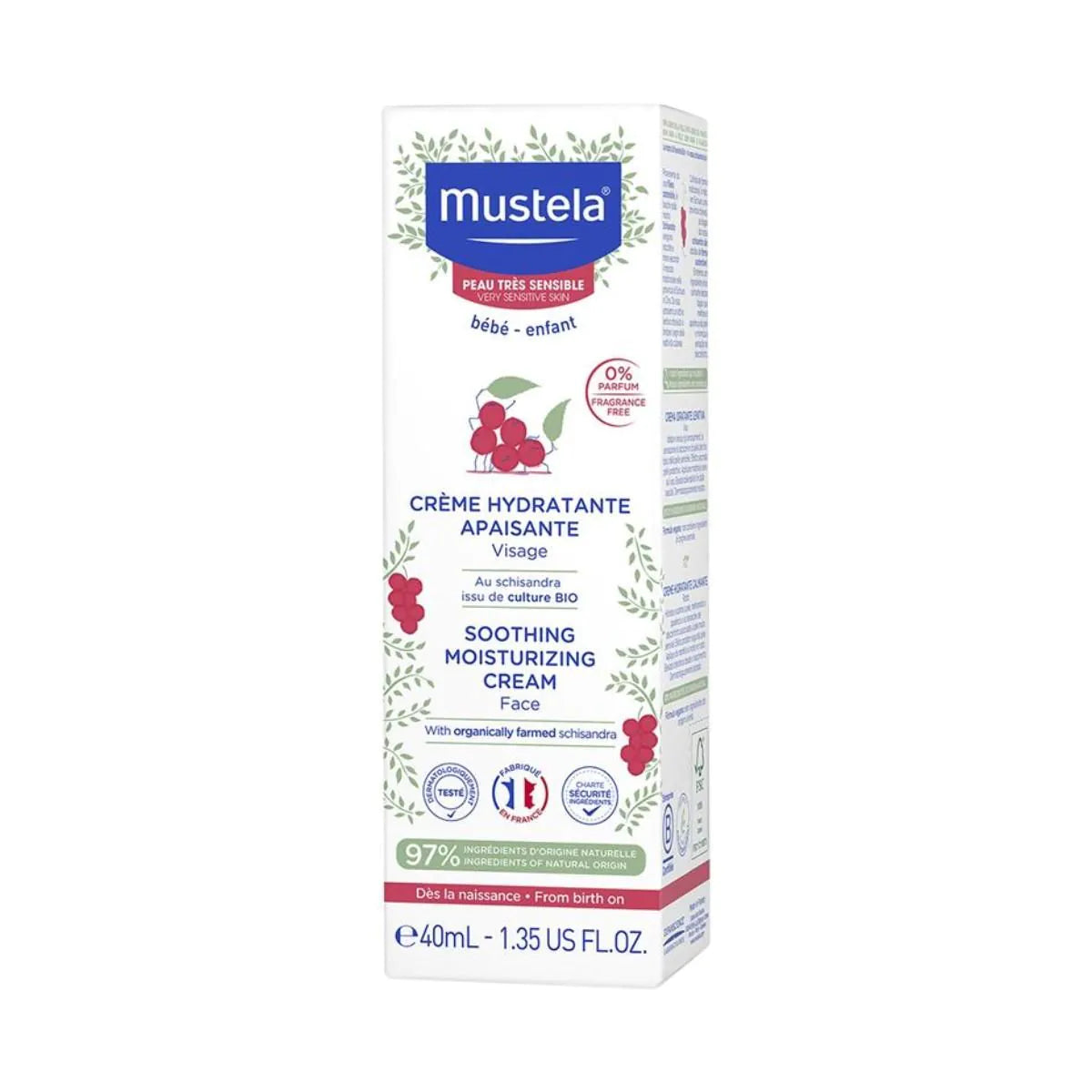 Mustela Soothing Moisturising Cream 40ml gentle daily facial cream for newborns and very sensitive baby skin