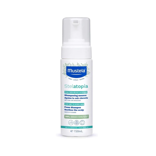 Mustela Stelatopia Foam Shampoo 150ml for atopic-prone and eczema baby scalp fragrance-free soap-free 99% natural from birth