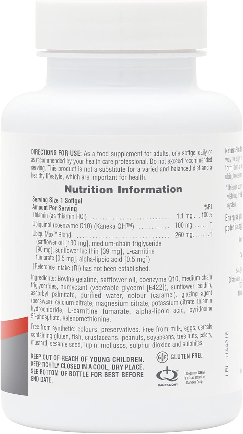 Nature's Plus Beyond CoQ10 100mg with alpha-lipoic acid L-carnitine B1 B6 vitamin C selenium and sunflower lecithin