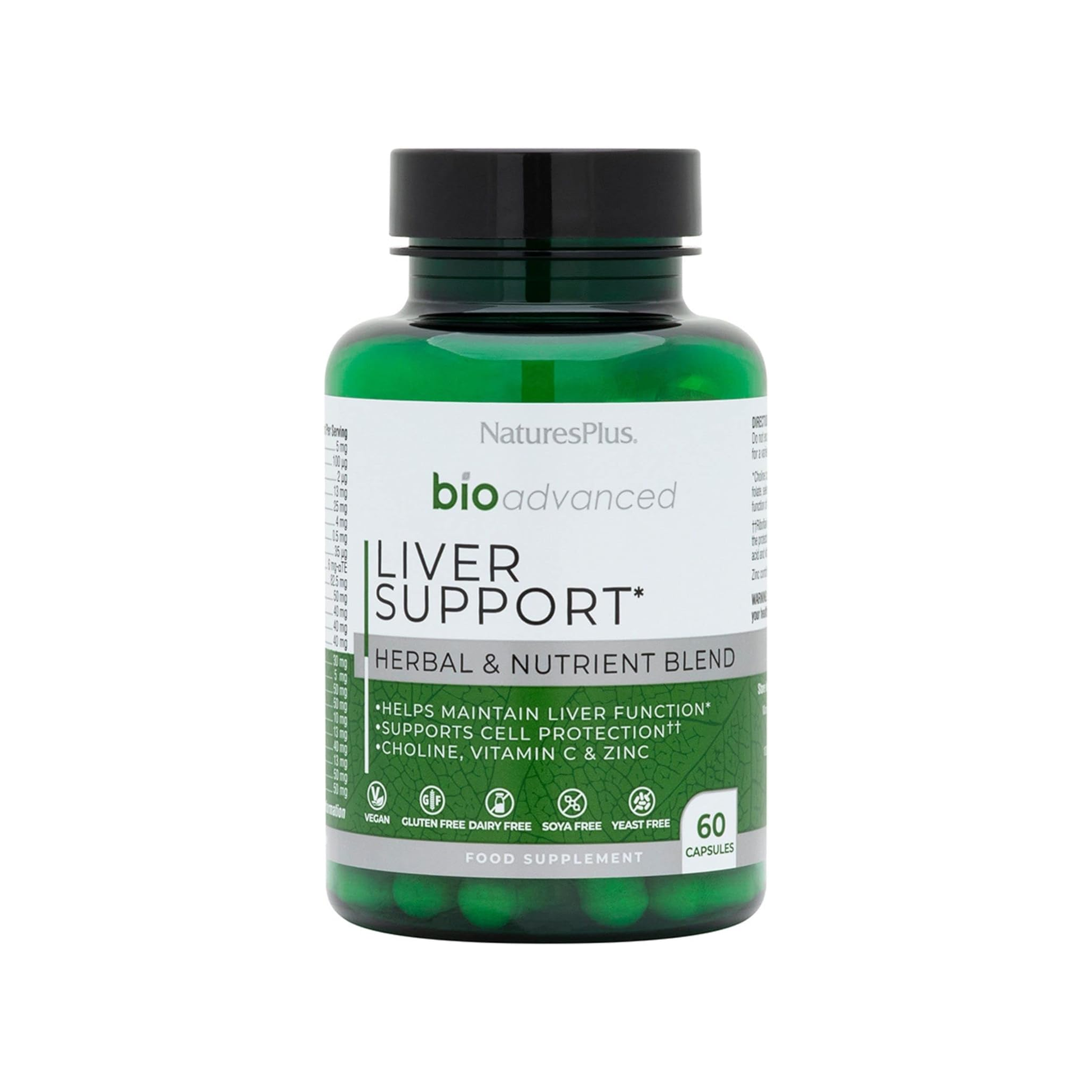 Nature's Plus Bio Advanced Liver Support 60 capsules with milk thistle, turmeric, artichoke and glutathione for comprehensive daily liver support
