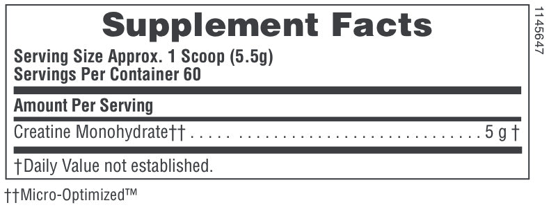 Nature's Plus Creatine Micro-Optimised Powder with finely milled creatine monohydrate only no fillers or anti-caking agents