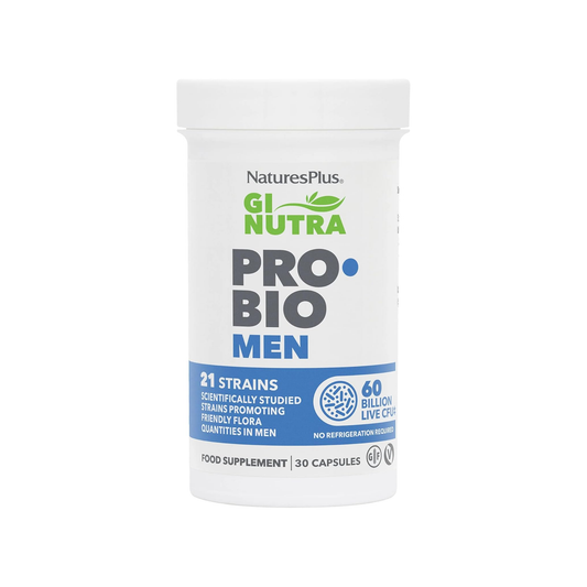 Nature's Plus GI Nutra Pro Bio Men 30 capsules 60 billion CFU 21 probiotic strains with prebiotic blend for men
