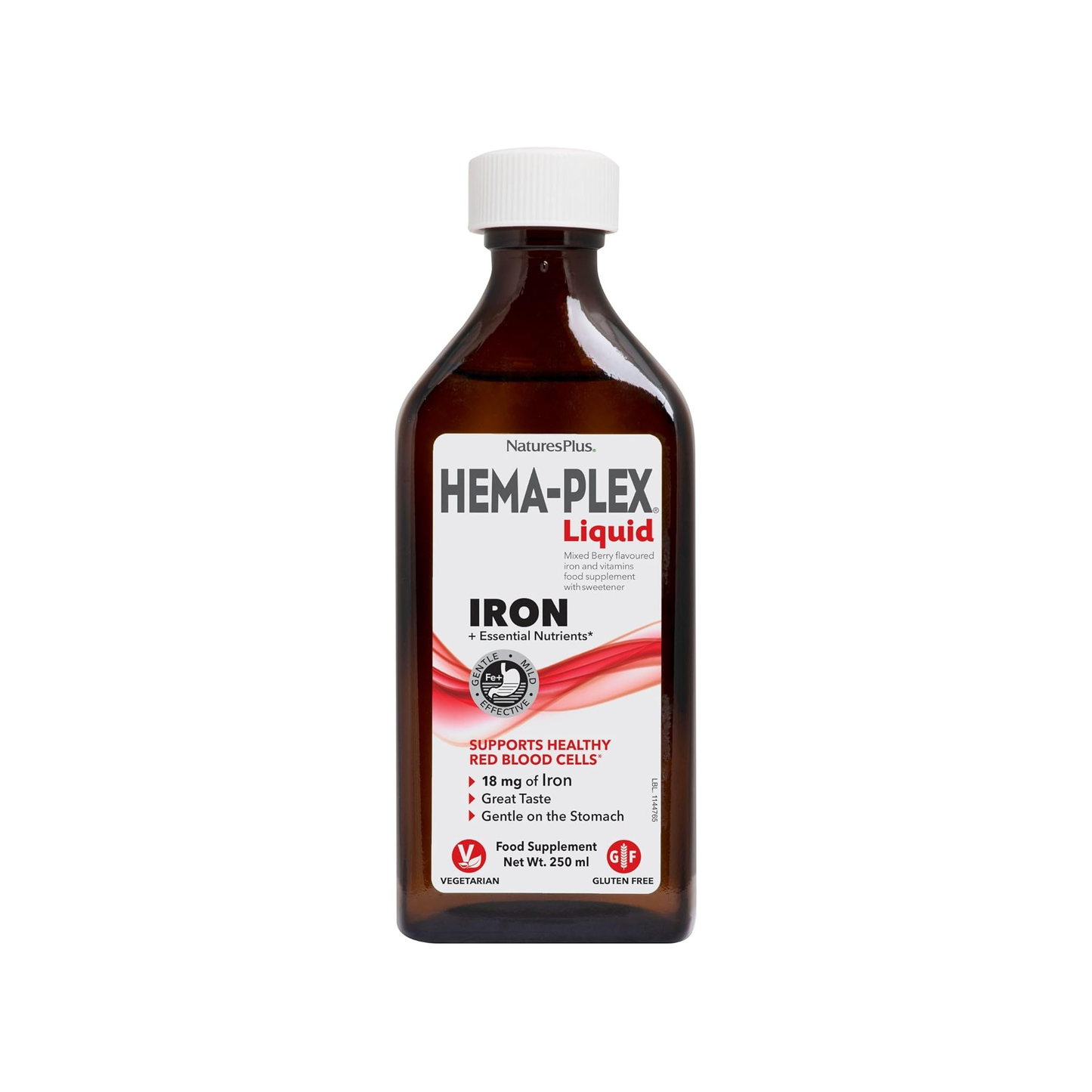 Nature's Plus Hema Plex with ferrous bisglycinate and amla Vitamin C helping to promote gentle iron absorption and red blood cell formation