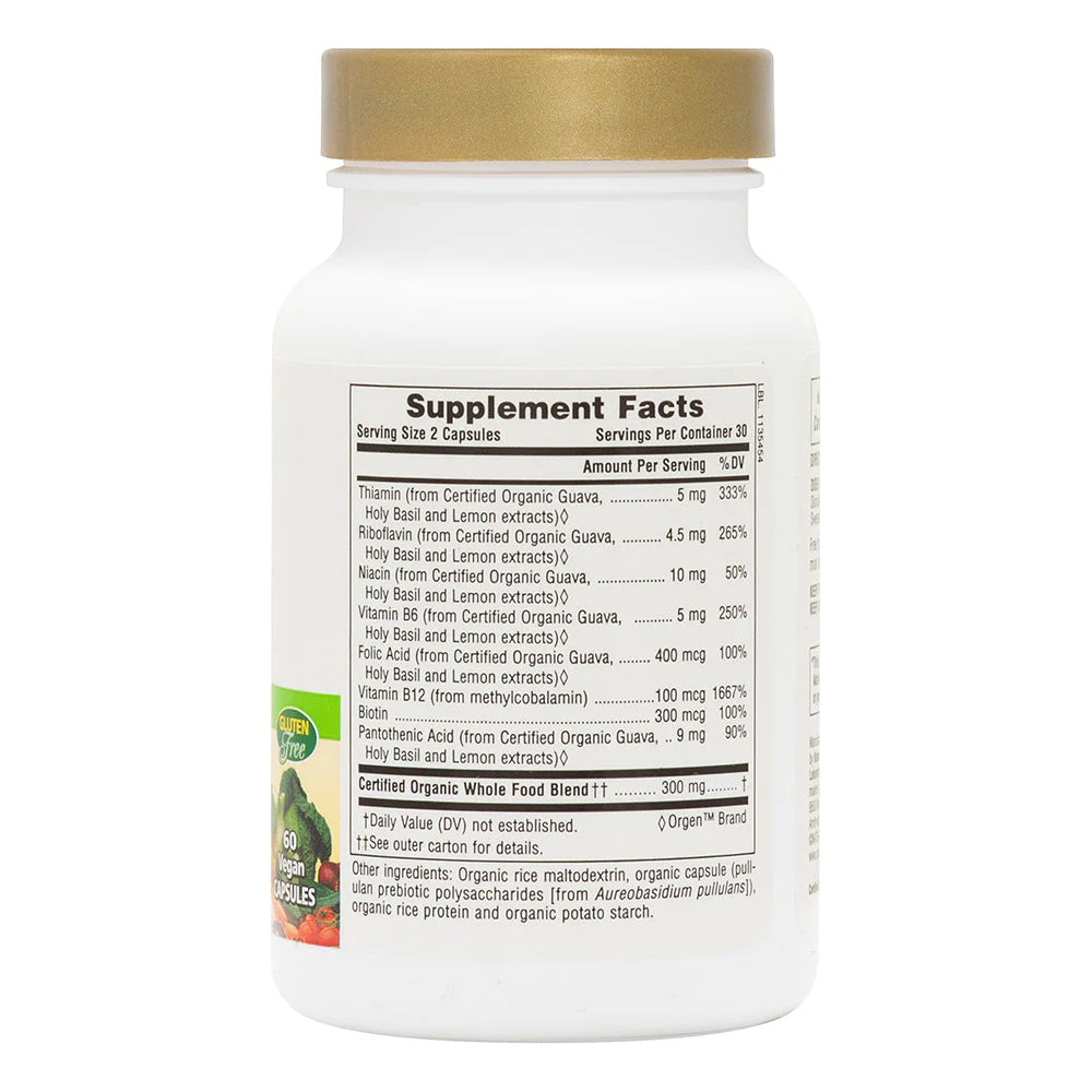 Nature's Plus Source of Life Garden B-Complex vegan capsules organic yeast-free dairy-free daily B vitamin supplement for everyday health support
