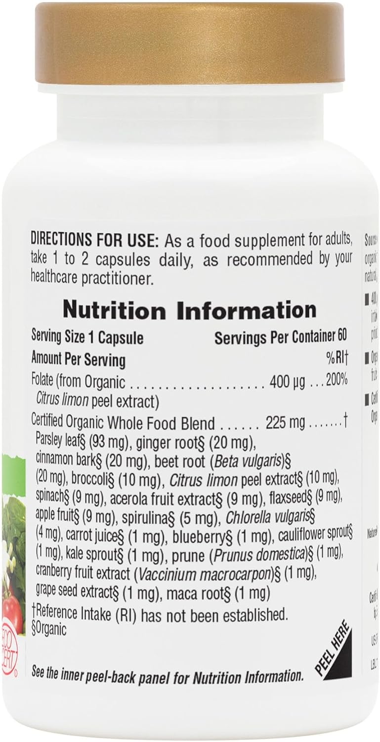 Nature's Plus Source of Life Garden Folate with methylfolate and organic whole food blend of fruits vegetables and herbs