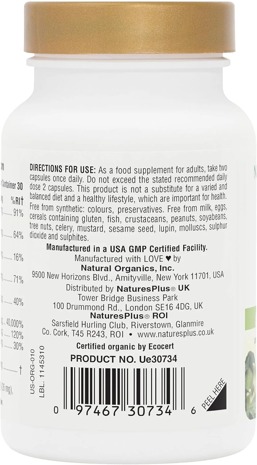 Nature's Plus Source of Life Garden Organic B12 for vegans and vegetarians needing daily B12 to reduce tiredness and fatigue