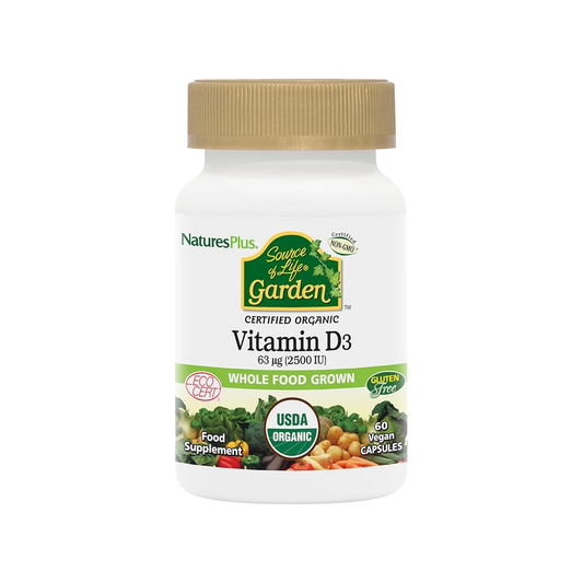 Nature's Plus Source of Life Garden Vitamin D3 2500IU 60 capsules vegan plant-sourced from organic algae
