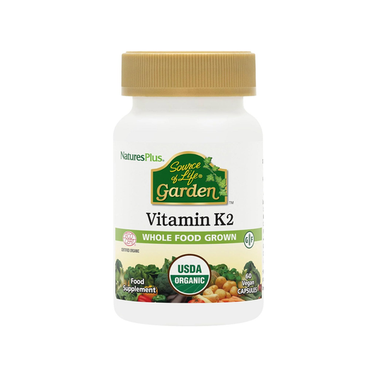 Nature's Plus Source of Life Garden Organic Vitamin K2 120mcg 60 capsules MK7 from fermented chickpeas