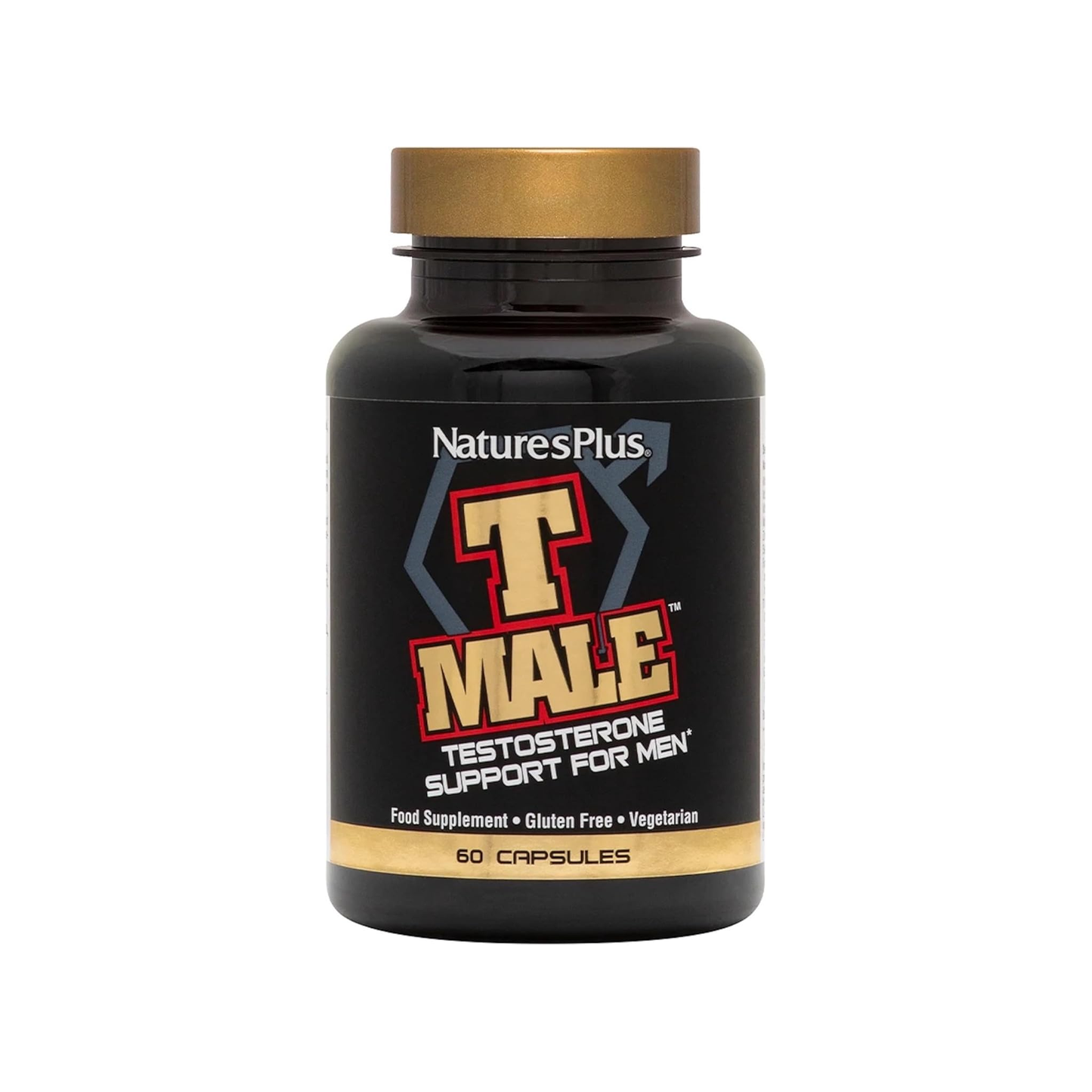 Nature's Plus T Male 60 capsules men's herbal mineral complex with zinc fenugreek Korean ginseng vegan and gluten free
