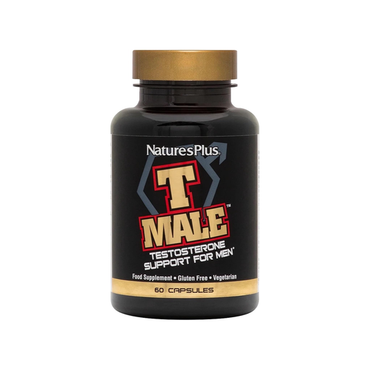 Nature's Plus T Male 60 capsules men's herbal mineral complex with zinc fenugreek Korean ginseng vegan and gluten free