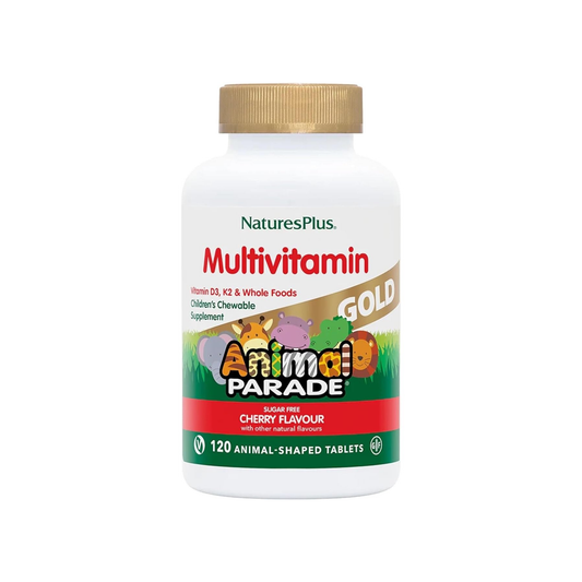 Nature's Plus Animal Parade Gold Children's Chewable Multivitamin 120 with 20 essential vitamins and minerals free from allergens