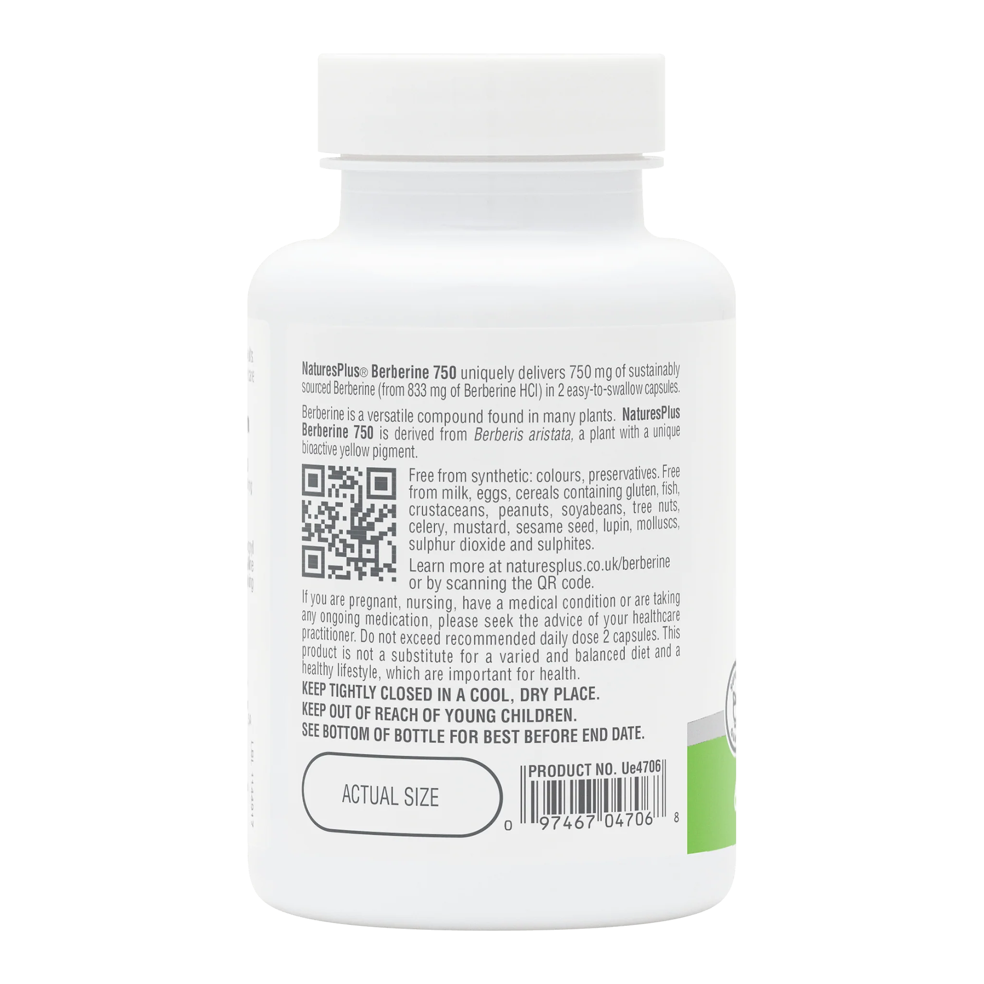 Nature's Plus PRO Berberine 750mg with berberine HCl from Berberis aristata GMP certified vegan and gluten free