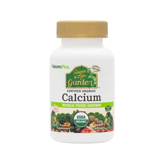 Nature's Plus Source of Life Garden Organic Calcium 120 Capsules plant-based calcium from AlgaeCal with Magnesium for bone support