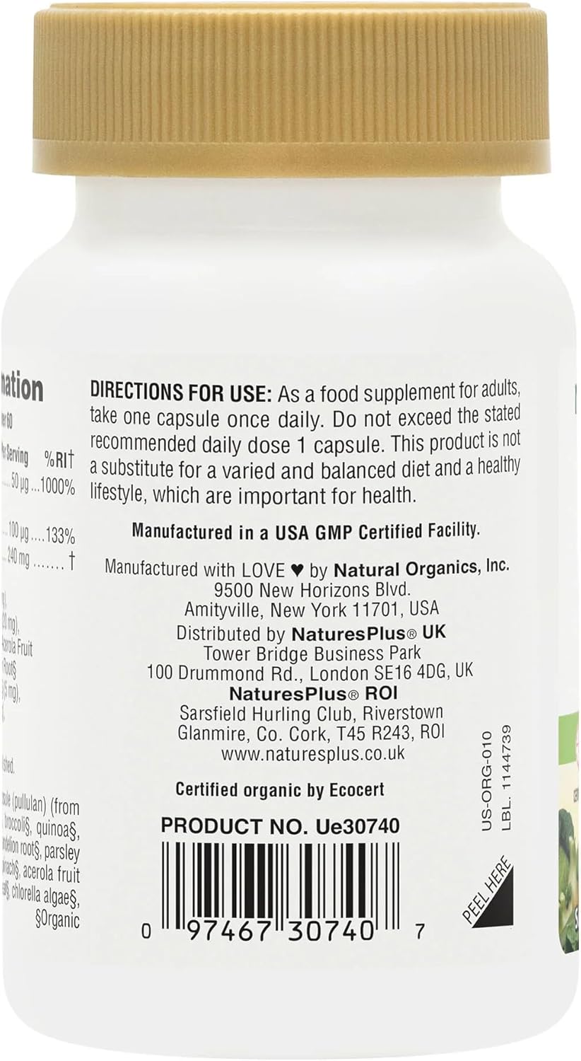 Nature's Plus Source of Life Garden Organic Vitamin D3 & K2 vegan organic gluten-free one-a-day capsule for bone health and immune function
