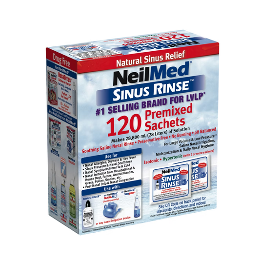 NeilMed Sinus Rinse 120 sachets isotonic saline nasal rinse for hayfever, allergies and sinus congestion
