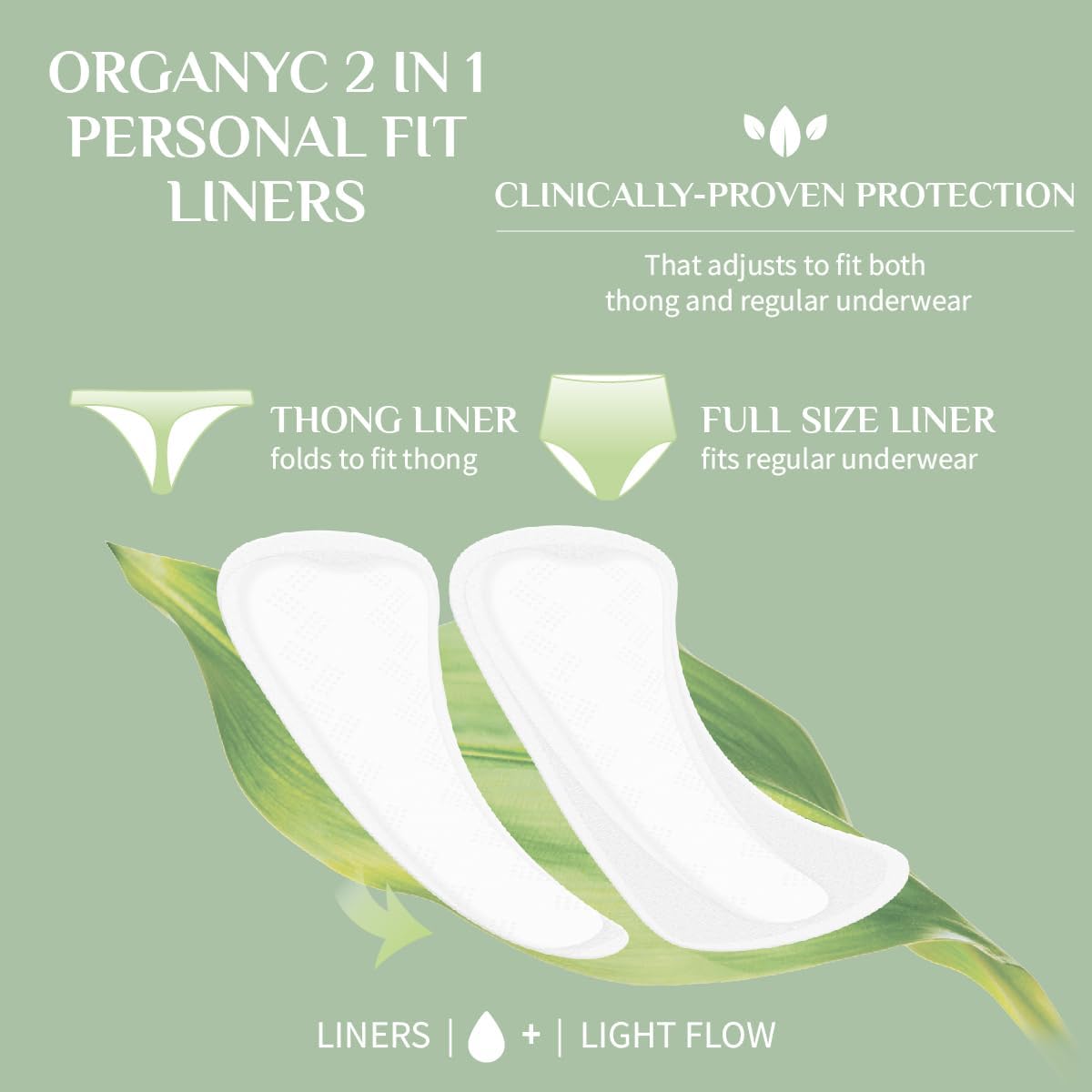 Organyc 2in1 Panty Liner for sensitive skin, biodegradable and certified organic, stays comfortably in place all day