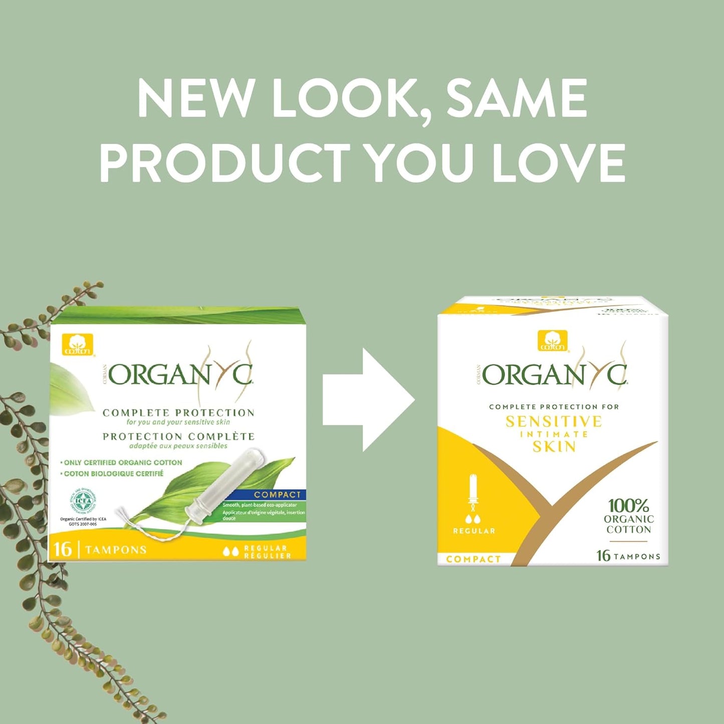 Organyc Organic Regular Tampons with applicator for regular flow days, sleek and discreet for on-the-go period protection
