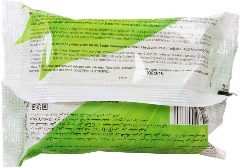 Organyc Intimate Wipes with Calendula Officinalis and Chamomile Extract from organic farming, free from harsh chemicals