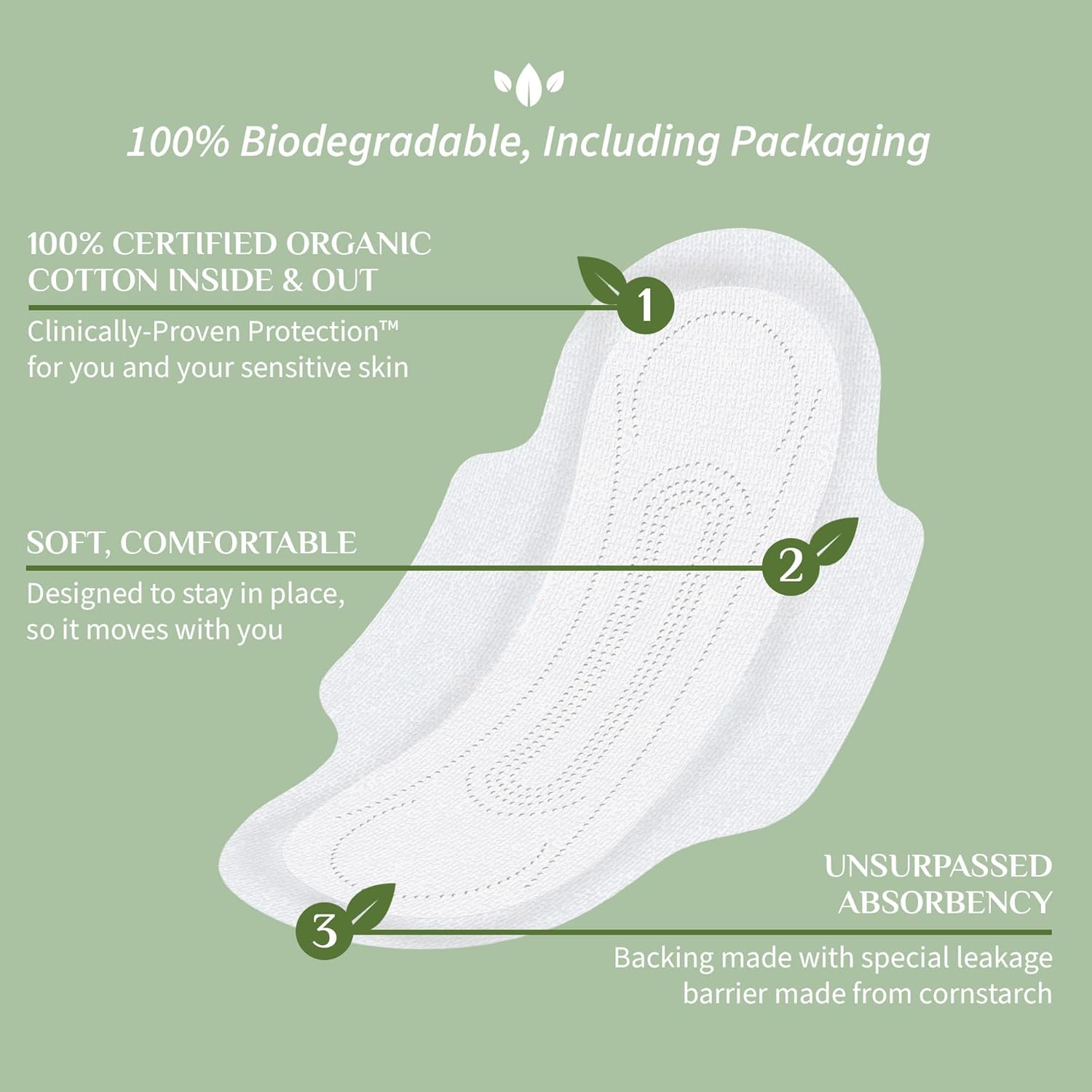 Organyc Organic Overnight Pads for extra flow and overnight period protection, pH balanced and hypoallergenic for sensitive skin