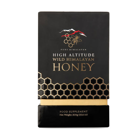 Pure Himalayan High Altitude Wild Himalayan Honey 300g raw natural honey from RUKUM ROLPA and JAJARKOT regions of Nepal in glass jar