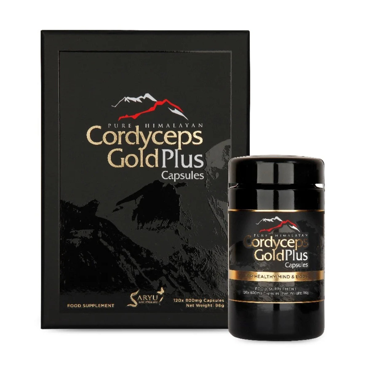 Pure Himalayan Cordyceps Gold Plus capsules with cordyceps, KSM-66 ashwagandha, ginseng and maca extracts blended to support a daily wellness routine
