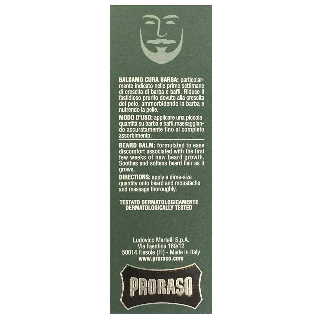 Proraso Single Blade Cypress & Vetyver Beard Balm with Polyquaternium-37 reducing frizz and improving beard softness and combability