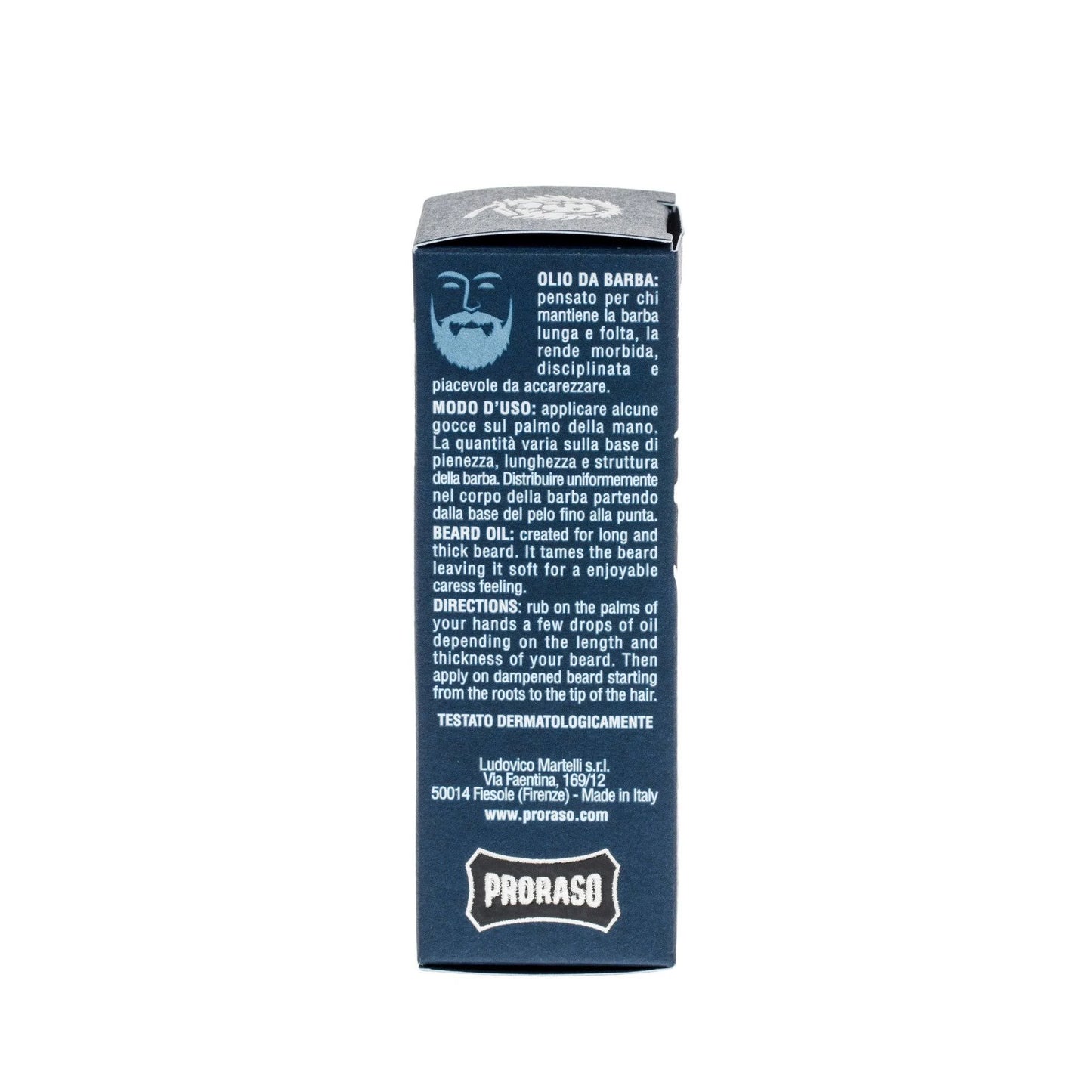 Proraso Azur & Lime Beard Oil 30ml with Macadamia and Avocado Oil softening and conditioning beard hair with a fresh lime scent