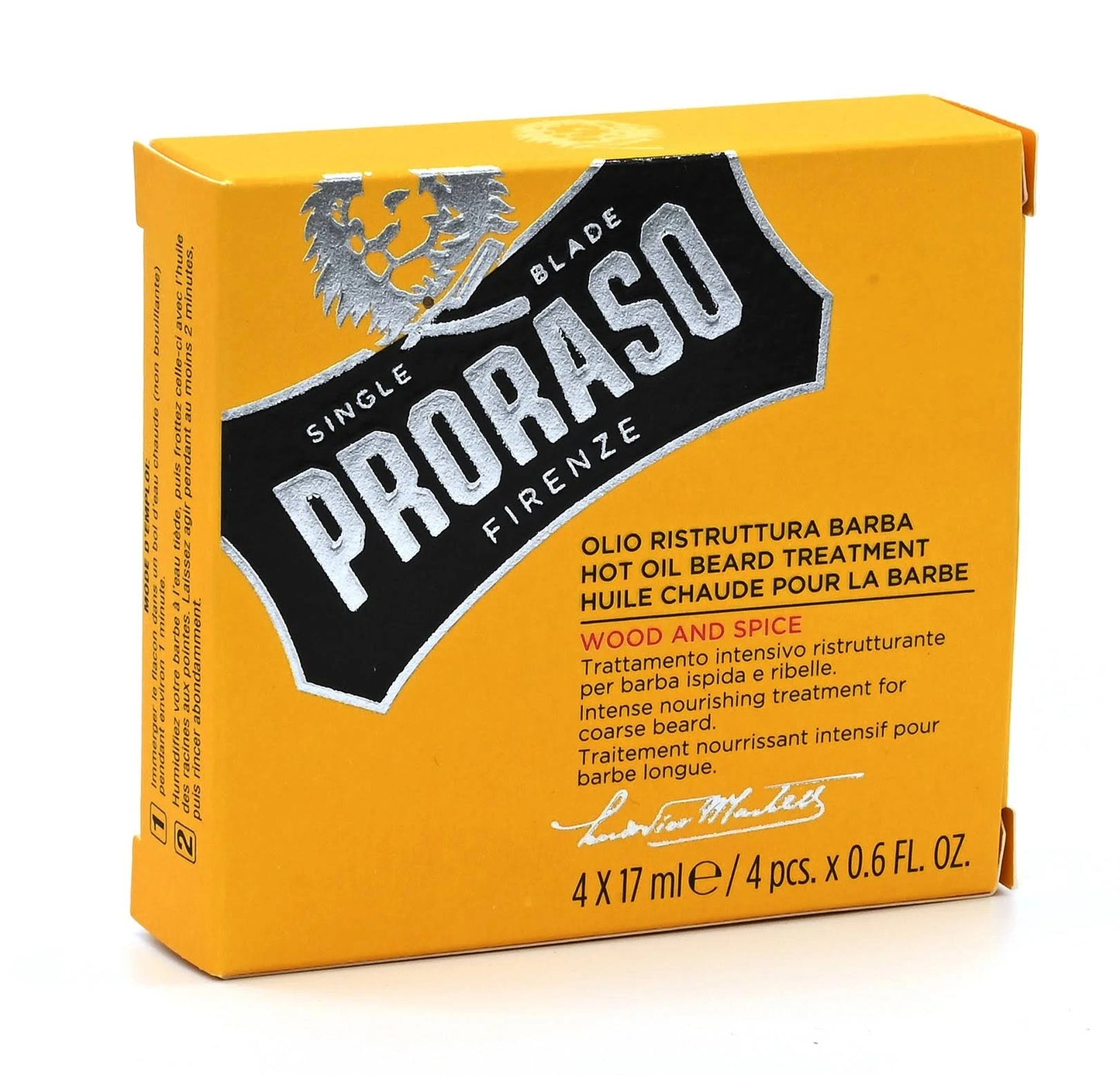 Proraso Hot Oil Beard Treatment for men single-dose vials dermatologically tested leaving beard deeply nourished soft and smooth after rinsing