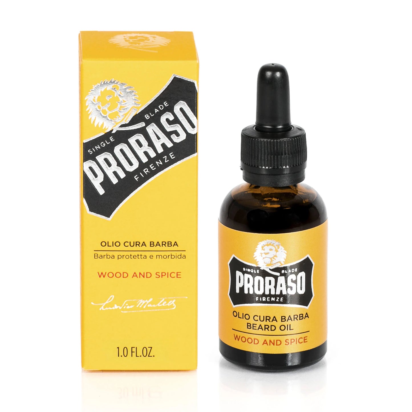 Proraso Wood & Spice Beard Oil for men dermatologically tested fast-absorbing non-greasy formula leaving beard soft supple and easy to style