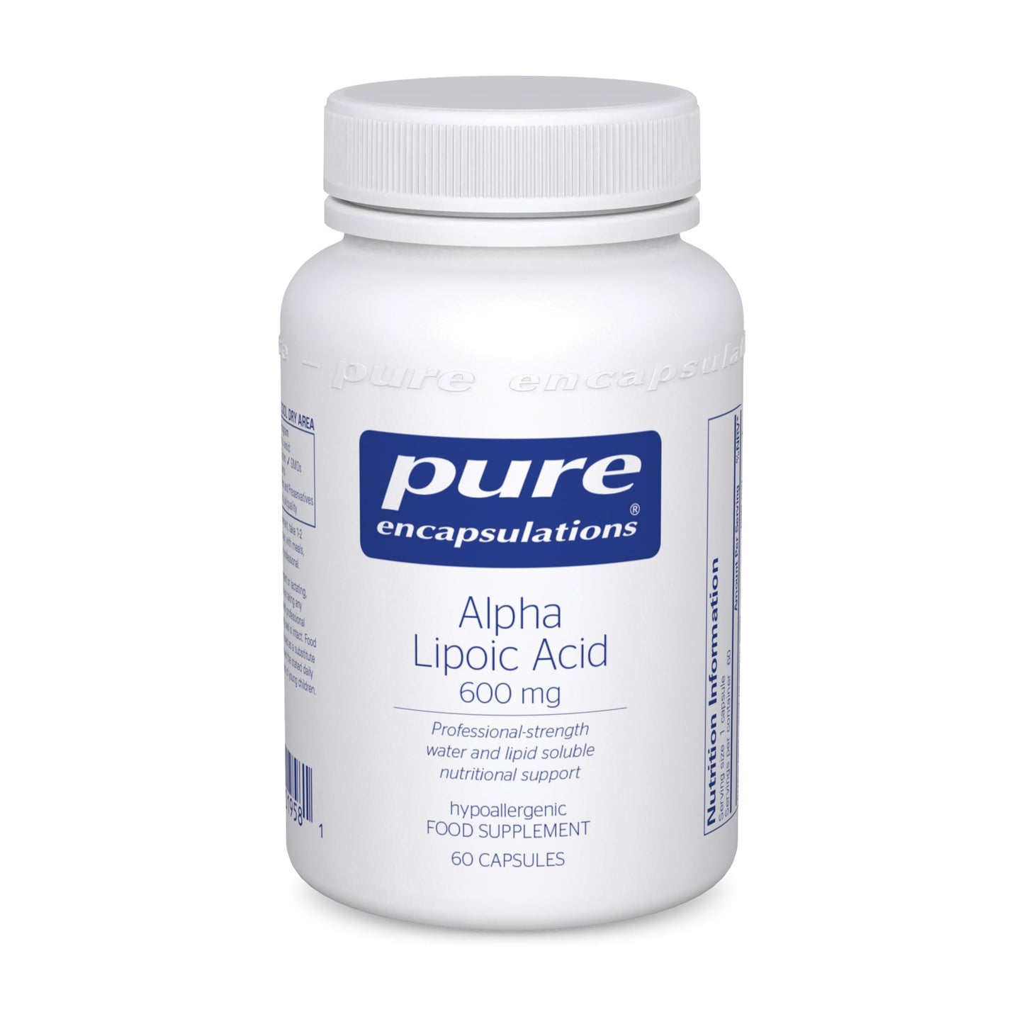Pure Encapsulations Alpha Lipoic Acid 600mg 60 Capsules