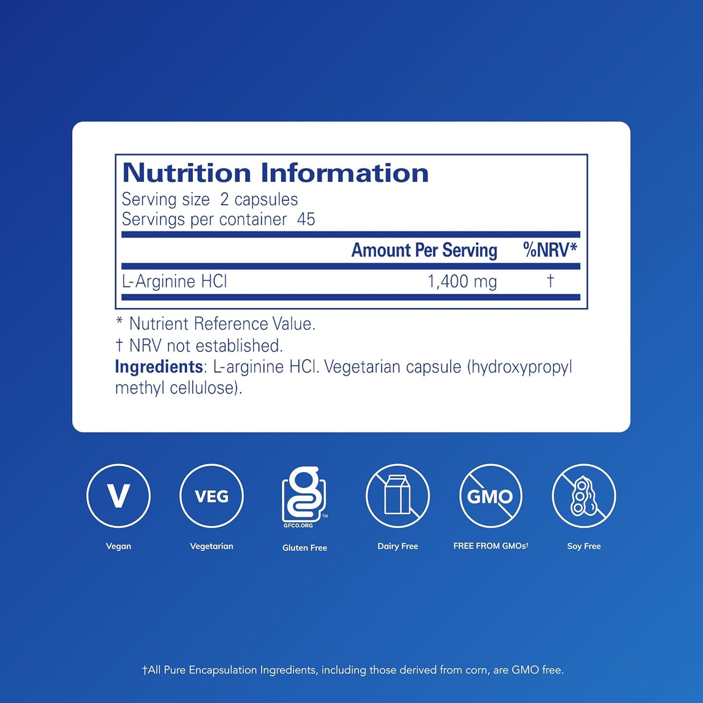 Pure Encapsulations L-Arginine - 90 Capsules