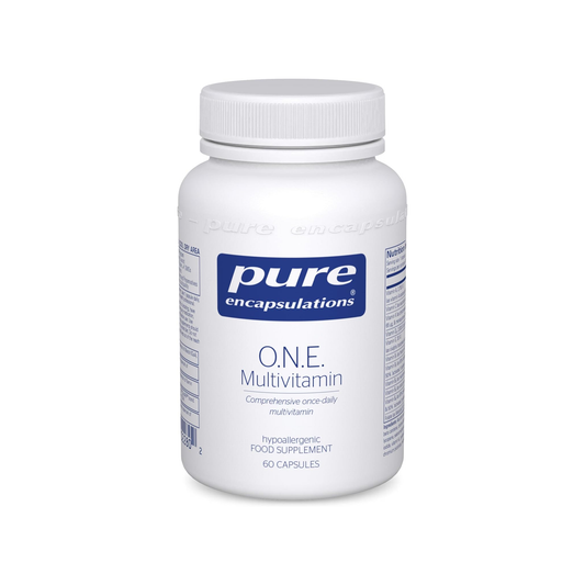 Pure Encapsulations O.N.E. Multivitamin 60 capsules once-daily bioavailable vitamins minerals and phytonutrients gluten free vegetarian