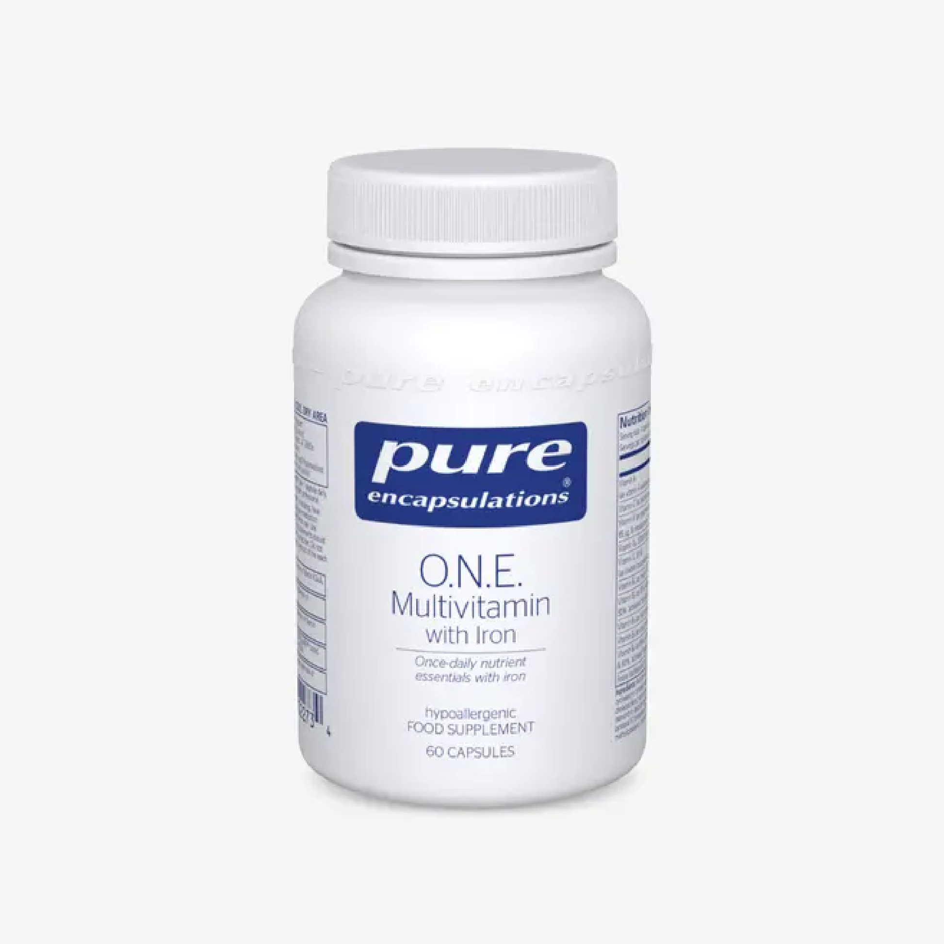 Pure Encapsulations O.N.E. Multivitamin with Iron 30 Capsules broad-spectrum daily multivitamin with active B vitamins and vitamin D3