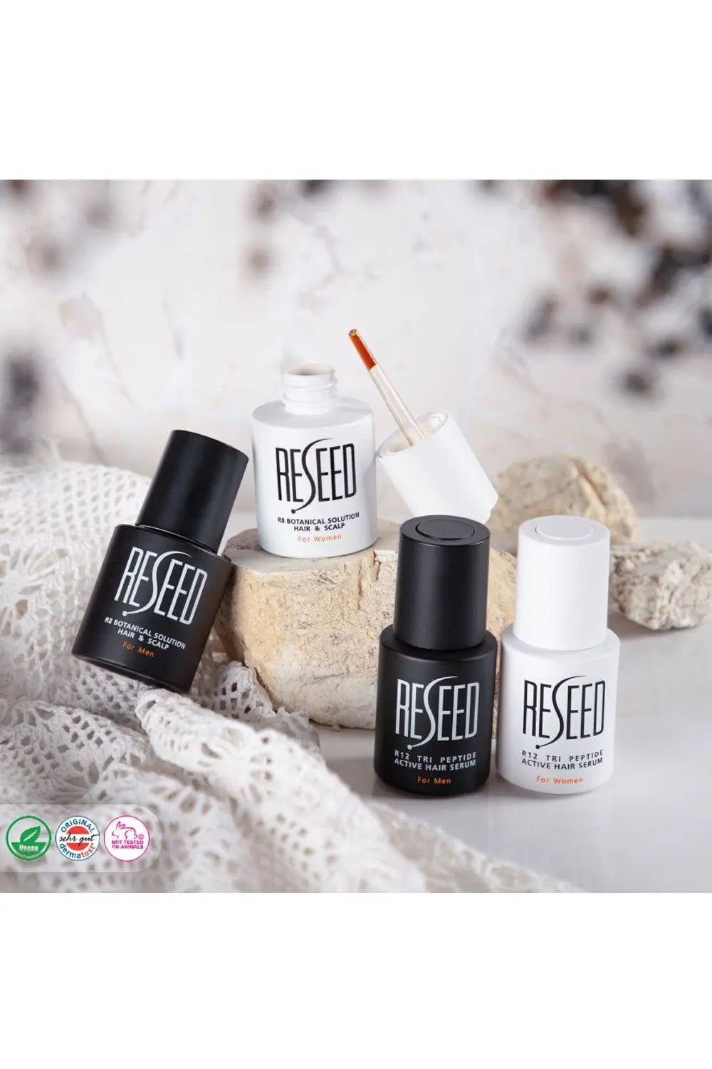 Reseed R8 Hair Solution with Saw Palmetto and Rosemary Extract, helps reduce DHT and nourish hair follicles