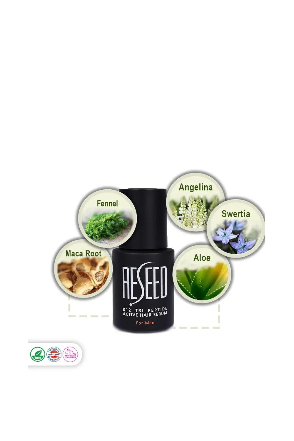 Reseed R12 Hair Serum with Hydrolyzed Lupine Protein and Swertia Japonica Extract, helps stimulate inactive follicles and enrich the scalp