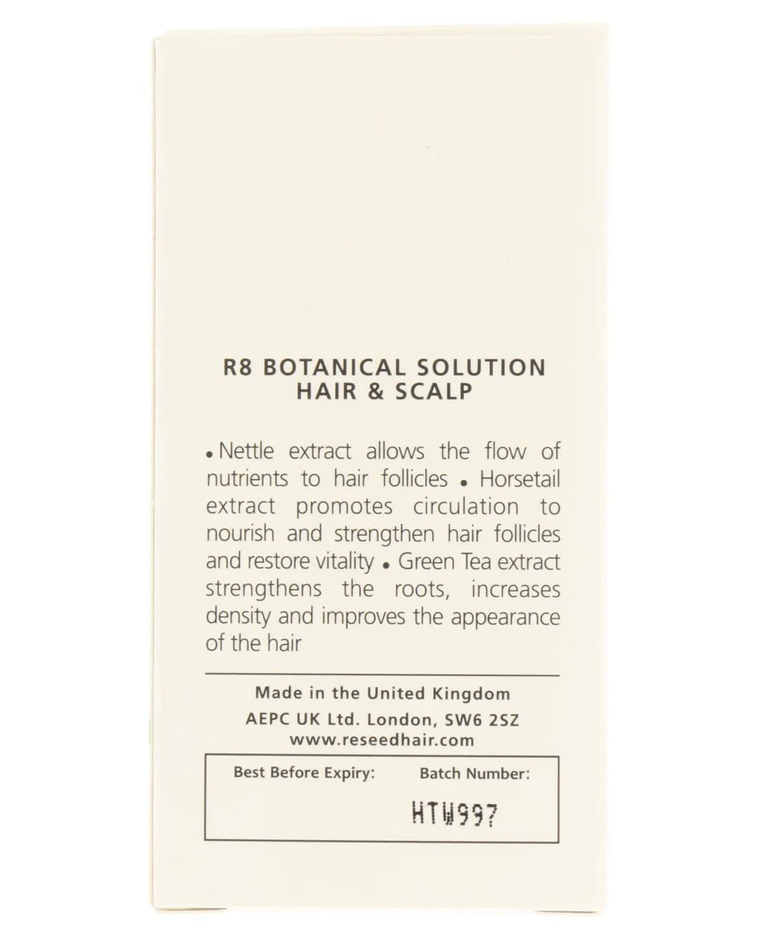 Reseed R8 Botanical Hair Solution for women with thinning or fine hair, helps encourage healthier, denser-looking hair with daily use