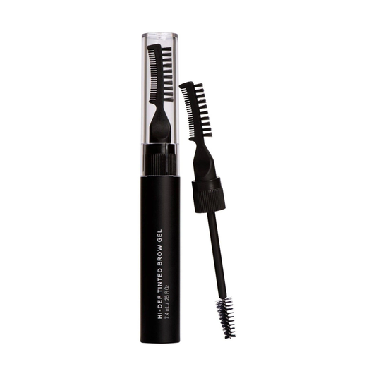 RevitaLash Hi-Def Tinted Brow Gel Soft Brown 7.4ml with precision styling brush for sculpted all-day brow definition