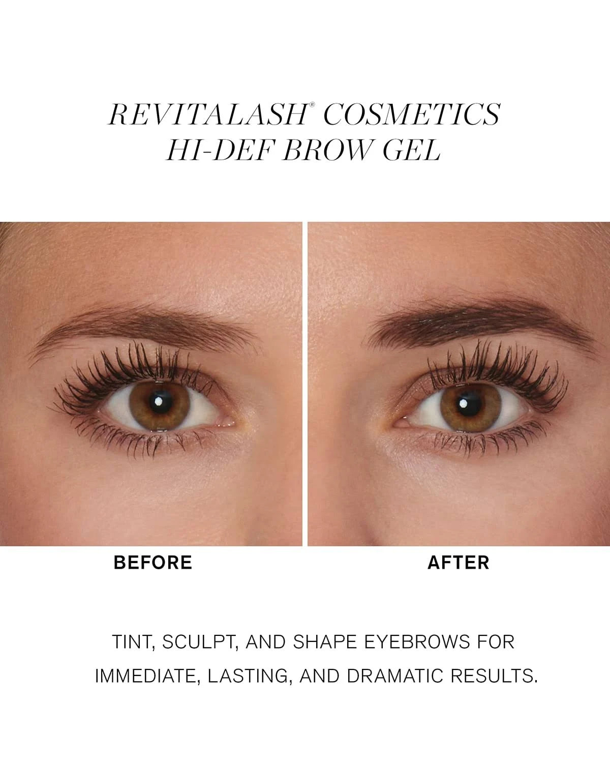 RevitaLash Tinted Brow Gel Soft Brown vegan hypoallergenic water-resistant formula for fluffy full-bodied brows