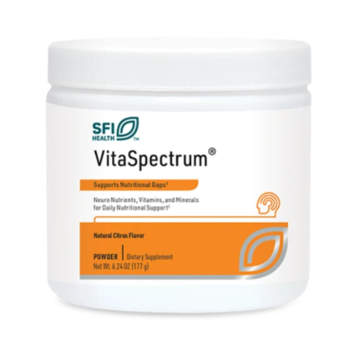 SFI Health VitaSpectrum Powder Citrus 177g comprehensive multivitamin mineral supplement 28 servings no iron no copper allergen-free