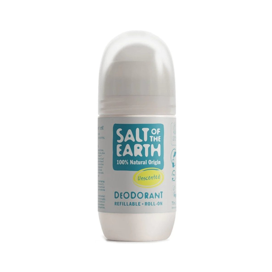 Salt of the Earth Unscented Refillable Roll-On Deodorant 75ml, COSMOS Natural certified, aluminium-free and vegan-friendly, made in the UK