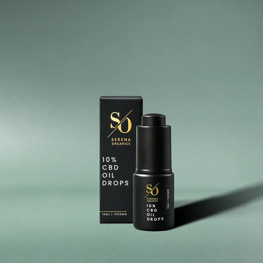 Serena Organics 10% CBD Oil Drops 1000mg 10ml natural unflavoured with organic MCT oil for clean precise sublingual daily CBD support