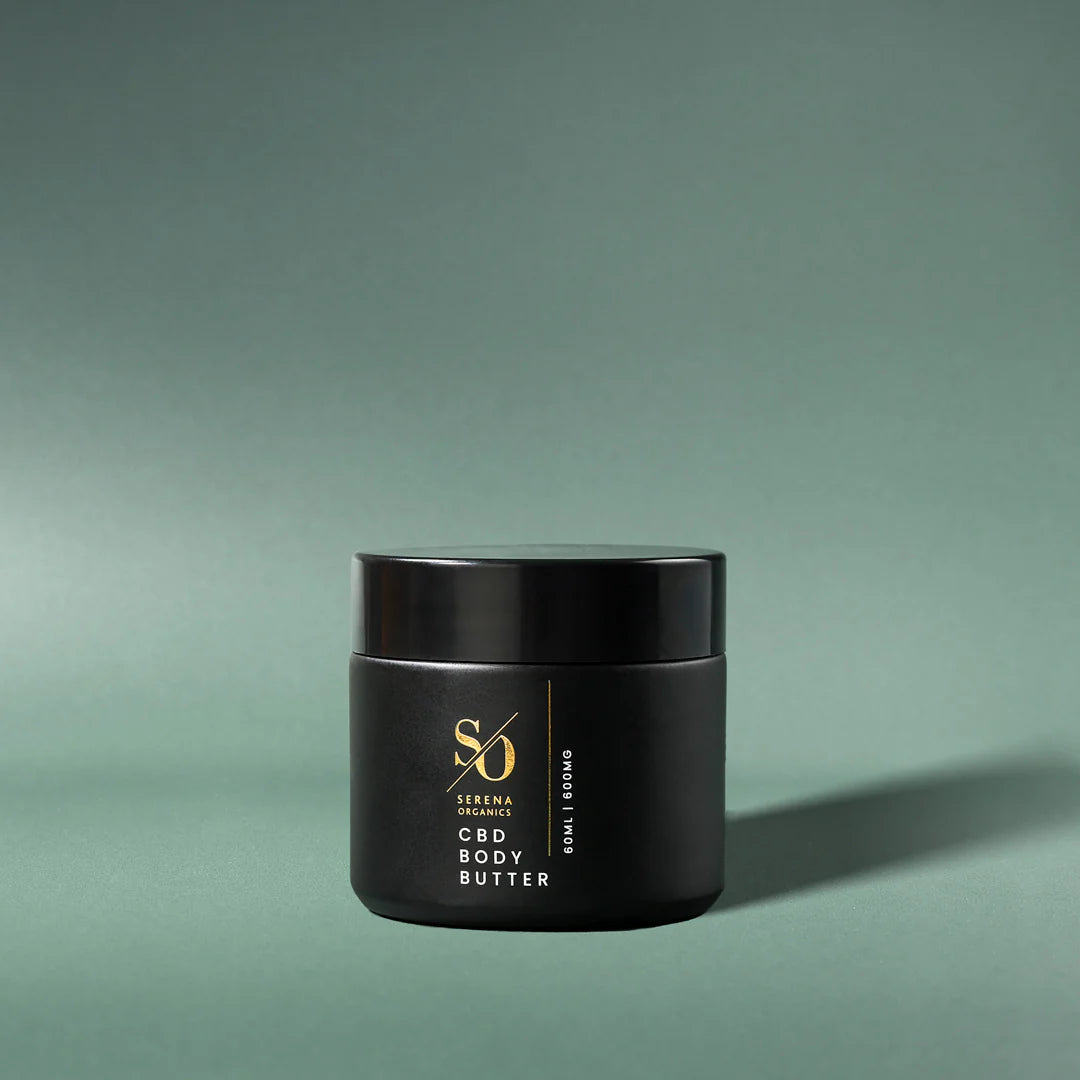Serena Organics CBD Body Butter with cannabidiol isolate, mandarin oil and Vitamin E helping to nourish and condition dry or irritable skin with 0% THC