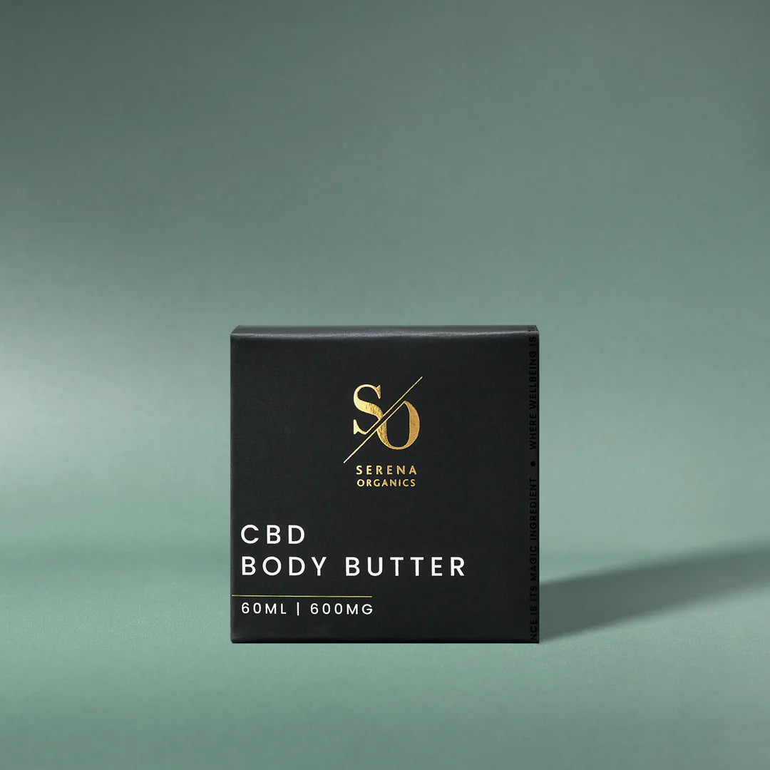 Serena Organics CBD Body Butter 600mg 60ml with shea butter, coconut oil and grapefruit oil for luxurious daily skin moisturising and CBD support