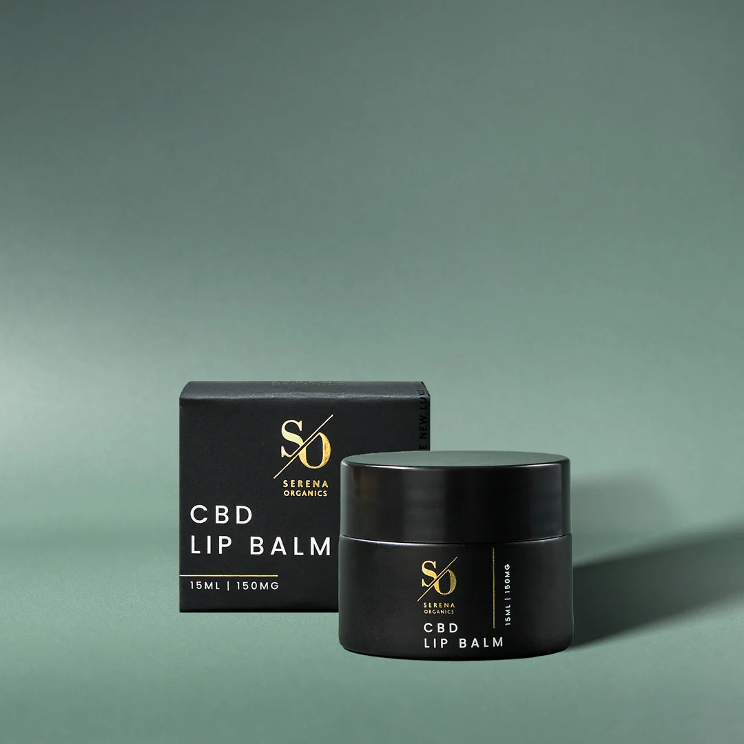 Serena Organics CBD Lip Balm 150mg 15ml with shea butter and sweet almond oil for nourishing daily lip protection and care