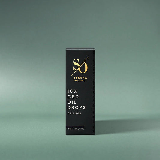 Serena Organics 10% CBD Oil Drops 1000mg 10ml orange flavour with organic MCT oil for fast-acting sublingual daily CBD support