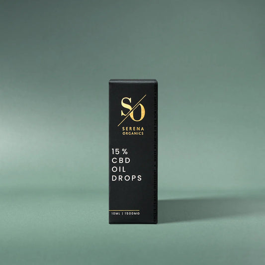 Serena Organics 15% CBD Oil Drops 1500mg 10ml natural unflavoured with organic MCT oil for higher-strength daily sublingual CBD support