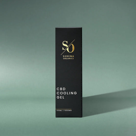 Serena Organics CBD Cooling Gel 1000mg 100ml with peppermint and eucalyptus for fast-acting muscle and joint cooling relief