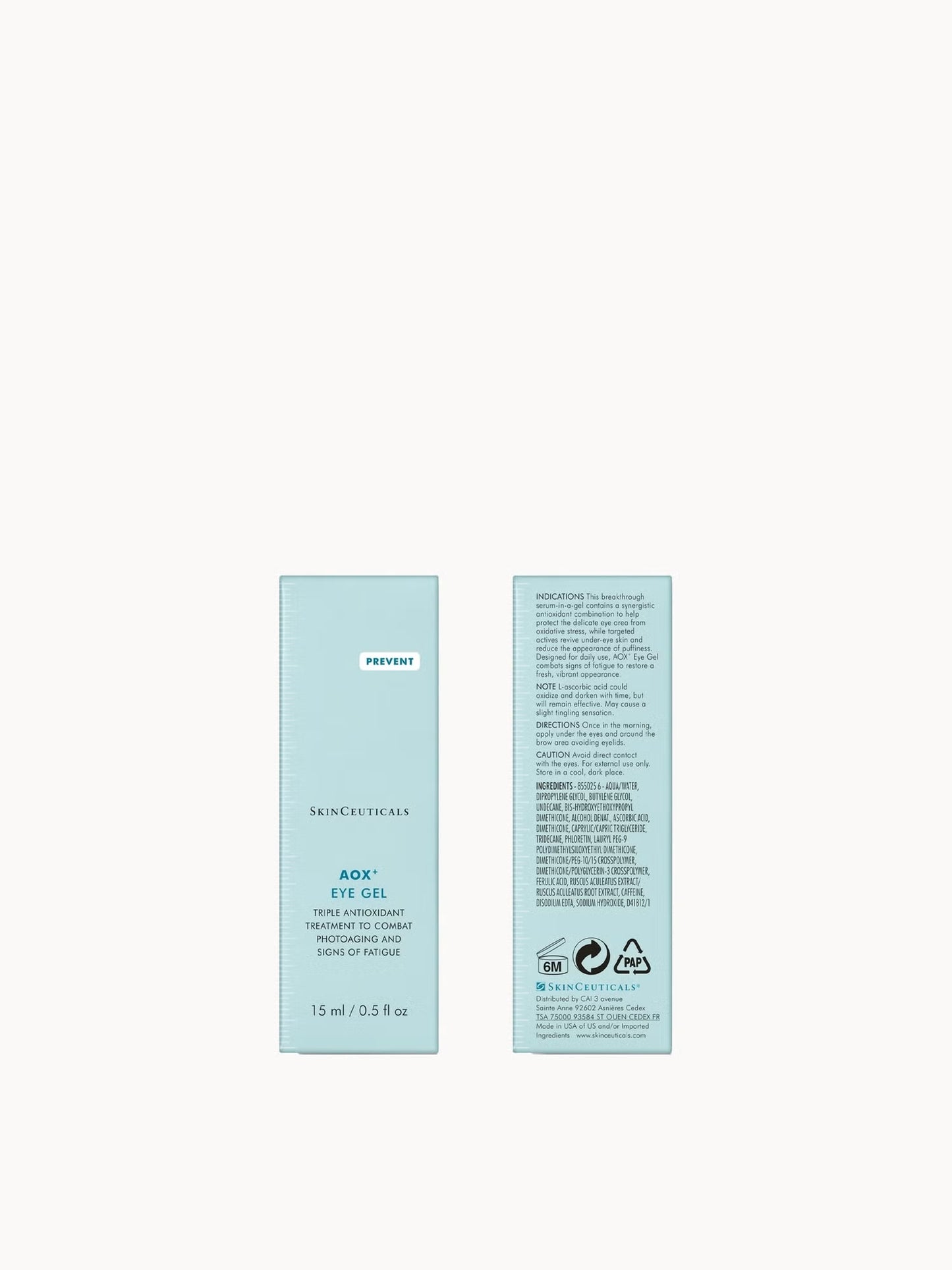 SkinCeuticals AOX+ Eye Gel with vitamin C caffeine and ferulic acid helps protect delicate eye area against environmental damage and improve skin brightness