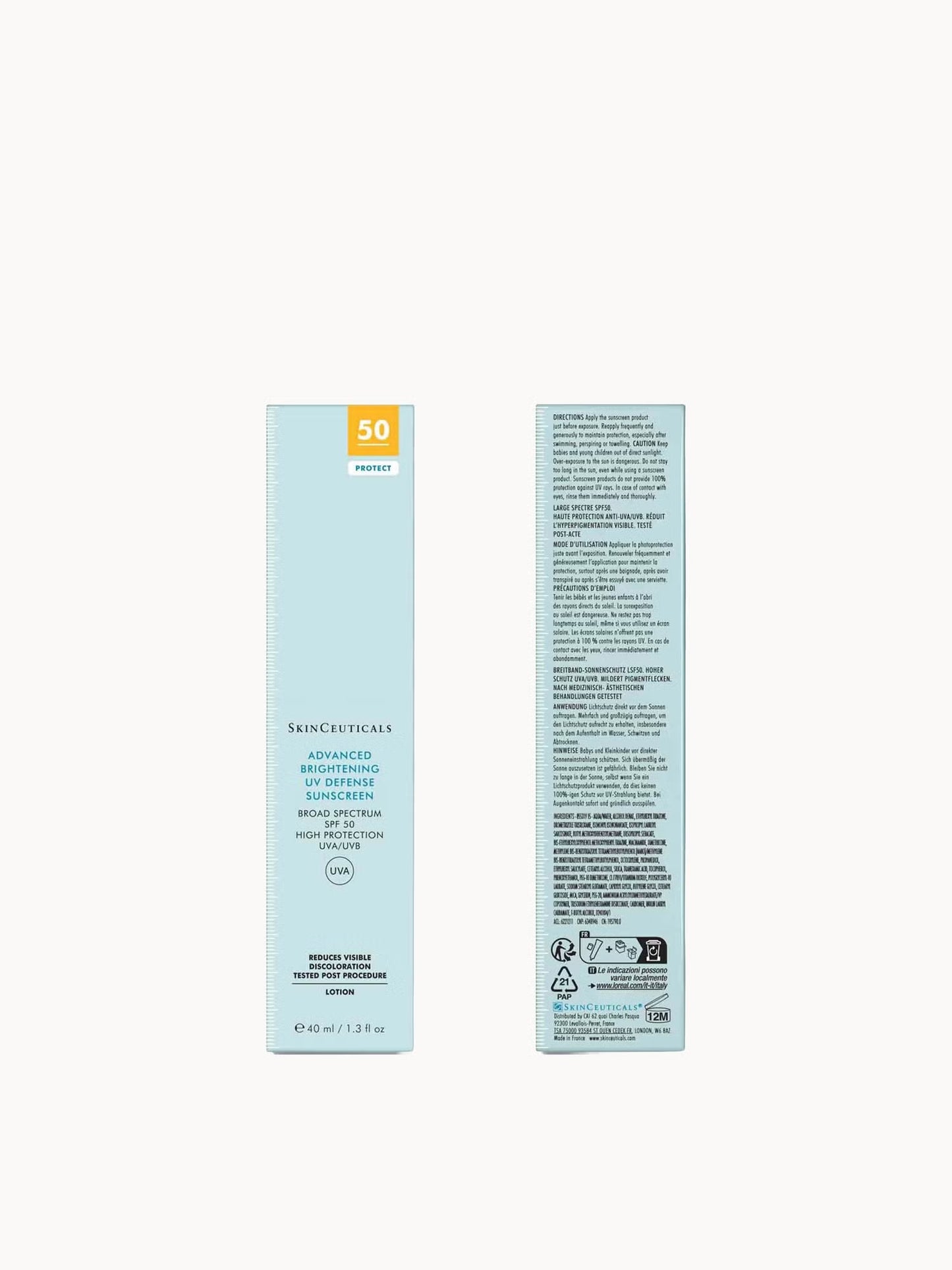 SkinCeuticals Advanced Brightening UV Defense SPF 50 with niacinamide and tranexamic acid helps target dark spots while protecting from UV damage