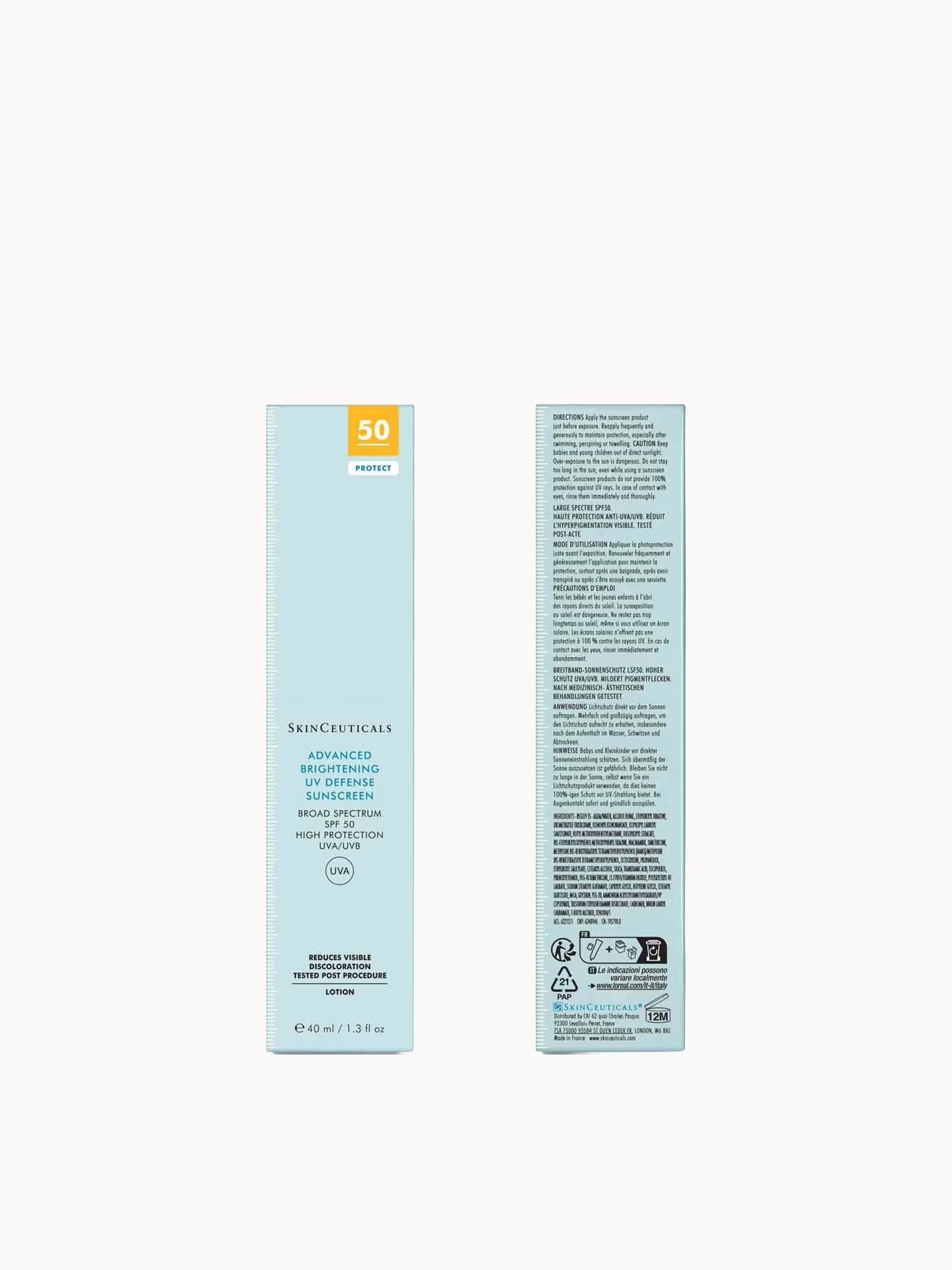 SkinCeuticals Advanced Brightening UV Defense SPF 50 with niacinamide and tranexamic acid helps target dark spots while protecting from UV damage
